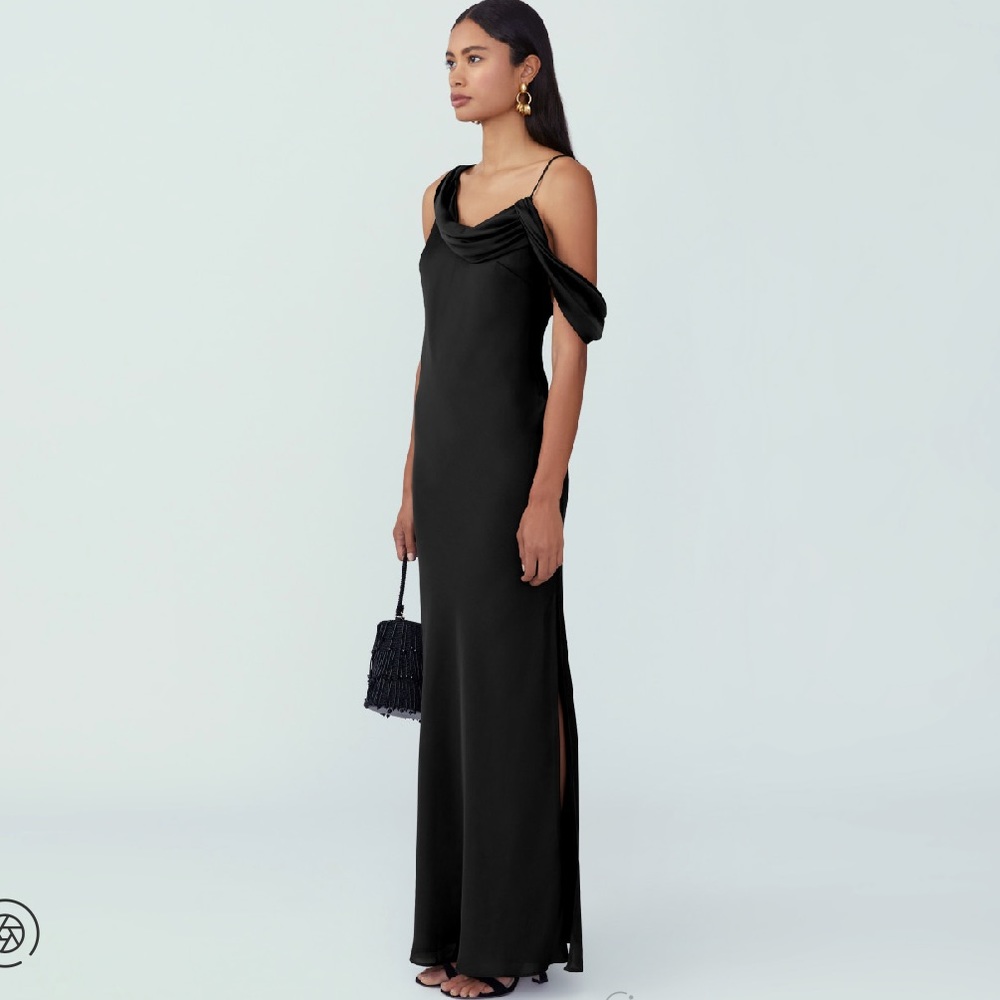 FAME AND PARTNERS Francois Black Satin Dress Size 4